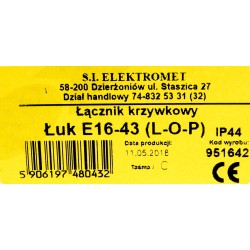 Łącznik L-0-P 3P 16A Łuk E16-43 obu IP44 951642