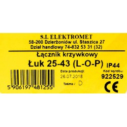 Łącznik L-0-P 3P 25A Łuk 25-43 obu IP44 922529