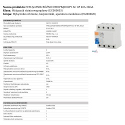 Wył. różnico prąd. 4P 40A 30mA A05 N7-4-40 030