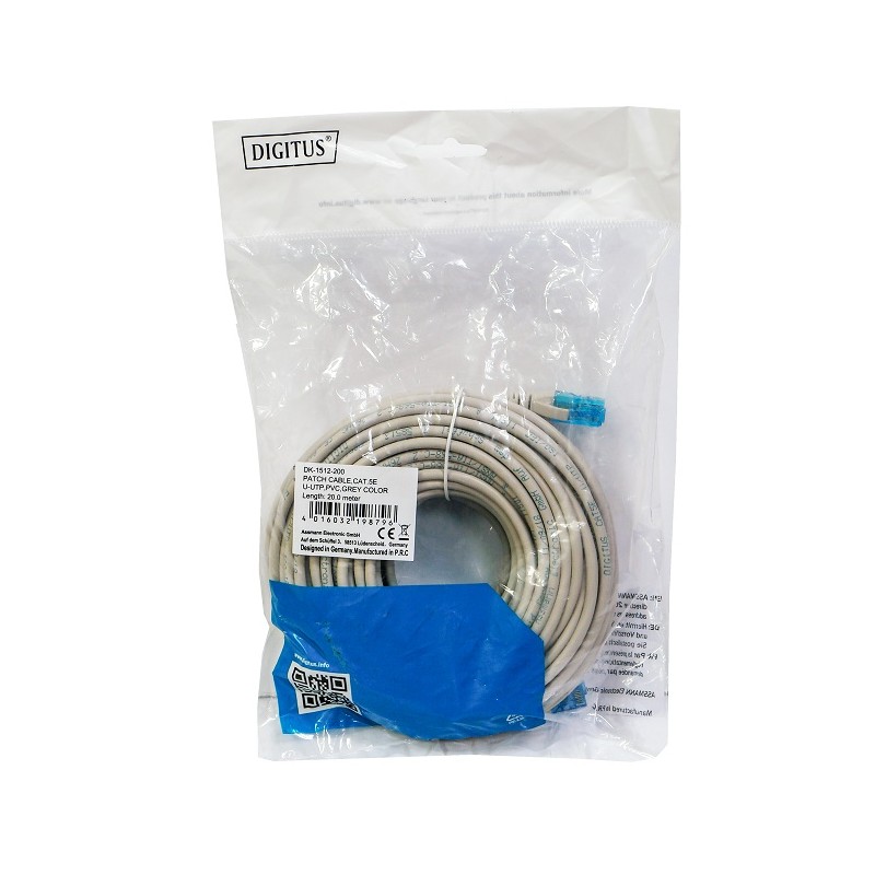 Kabel krosowy Patch Cord U/UTP kat.5e szary 20m