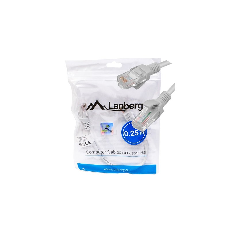 Kabel krosowy Patch Cord U/UTP kat.5e szary 0,25m