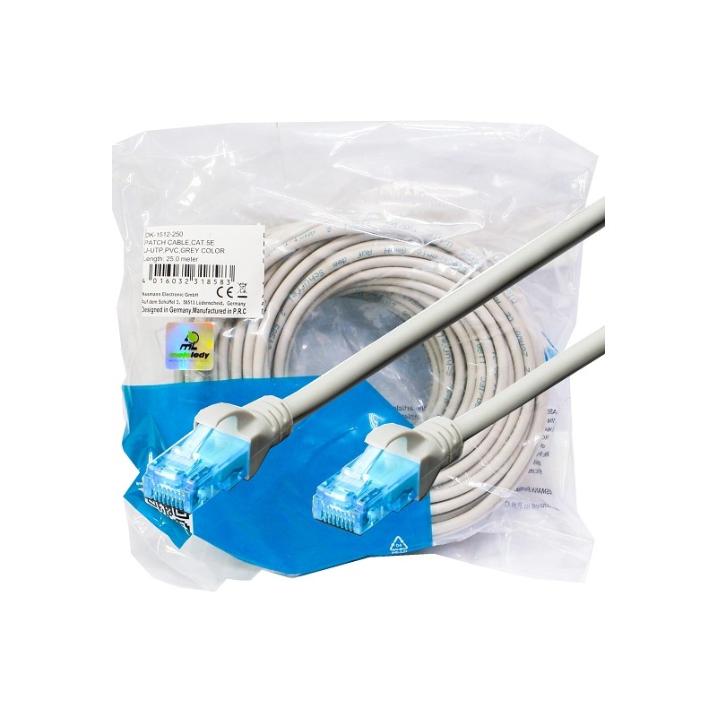 Kabel krosowy Patch Cord U/UTP kat.5e szary 25m
