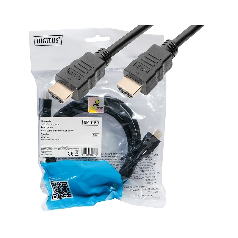 Kabel HDMI-HDMI 1.4 z Eth ASSMANN czarny 2m