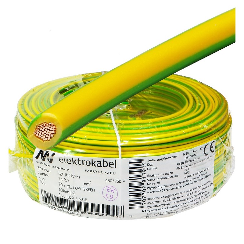 Przewód instalacyjny Lgy linka 2,5mm ż/o 100m