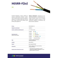 Przewód warsztatowy OW 3x1 żo guma elektrokabel 1m