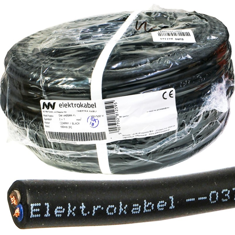 Przewód warsztatowy OW 2x1 guma elektrokabel 100m