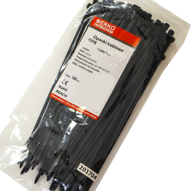 Opaska zaciskowa czarna OPK 300/7,6 op.100szt ERKO