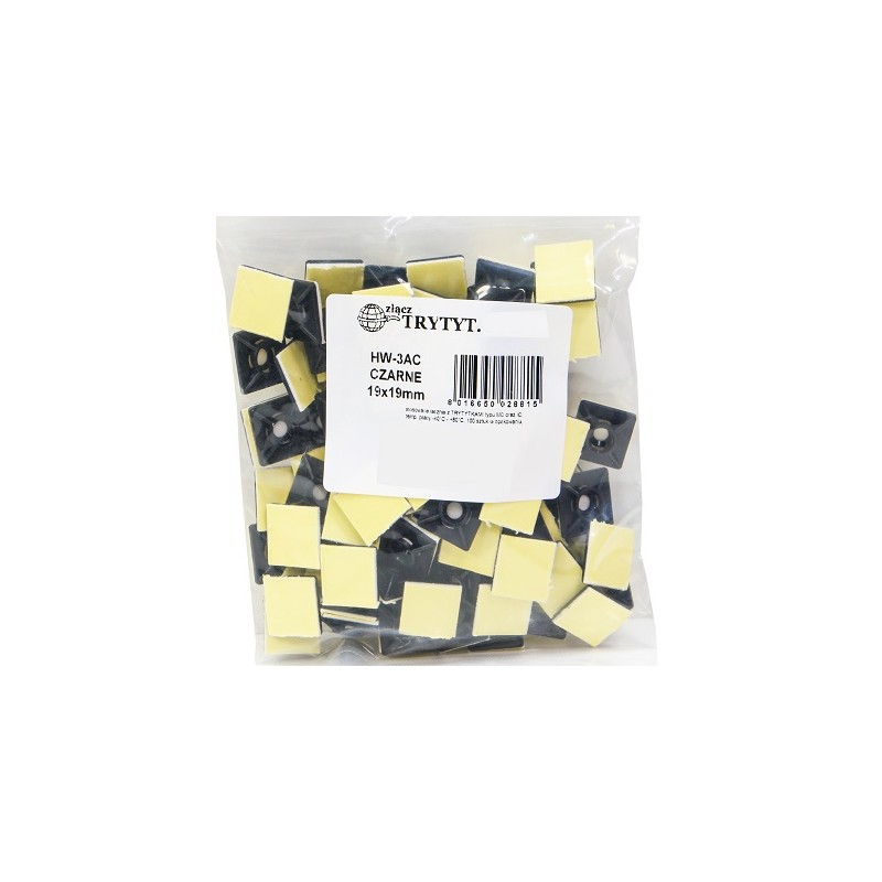 Uchwyt samoprzylepny czarne 19x19 HW-3AC op 100szt