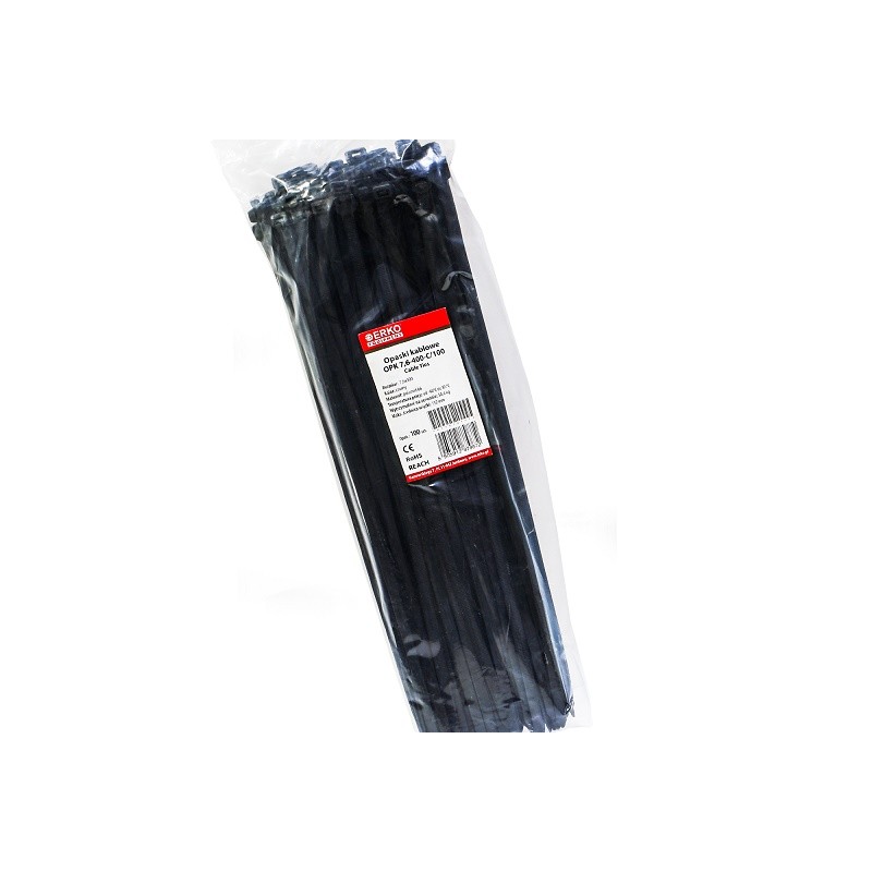Opaska zaciskowa czarna OPK 400/7,6 op.100szt ERKO