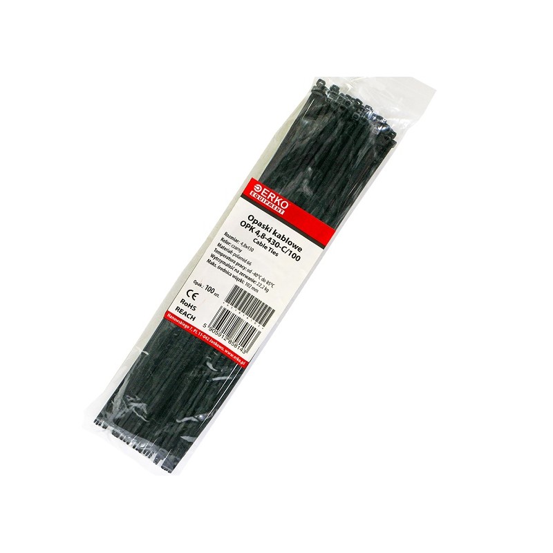 Opaska zaciskowa czarna OPK 430/4,8 C 100szt ERKO