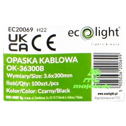 Opaska Kablowa 3.6x300mm CZARNA EC20069 100