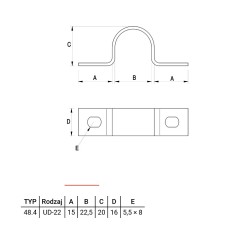 Uchwyt metalowy 22mm UD-22 48.4 OC 94800401