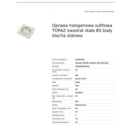 Opr sufitowa wpus kwadrat TOPAZ biała mat LUX01285