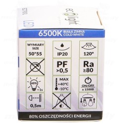 Żarówka LED 8W GU10 6500K EC79392 720Lm