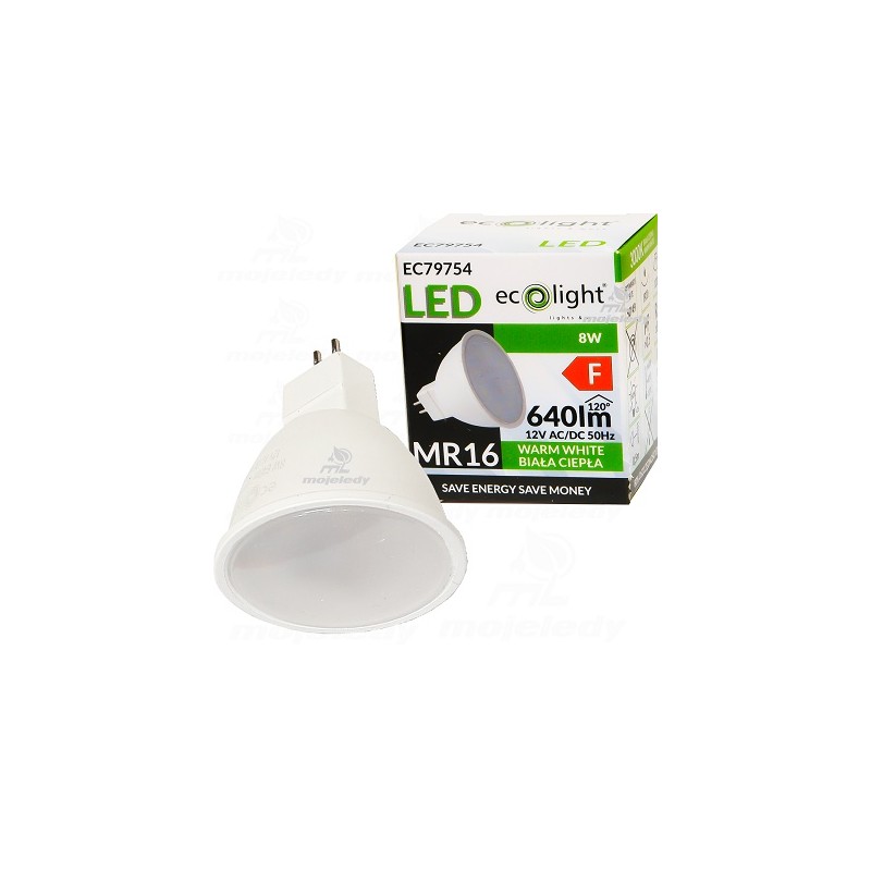 Żarówka LED 8W MR16 12V AC/DC ciepła EC79754 