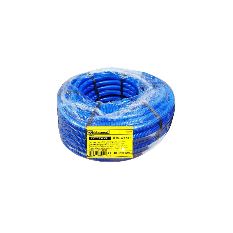 Rura karbowana niebieska 750N fi25 PVC 50m