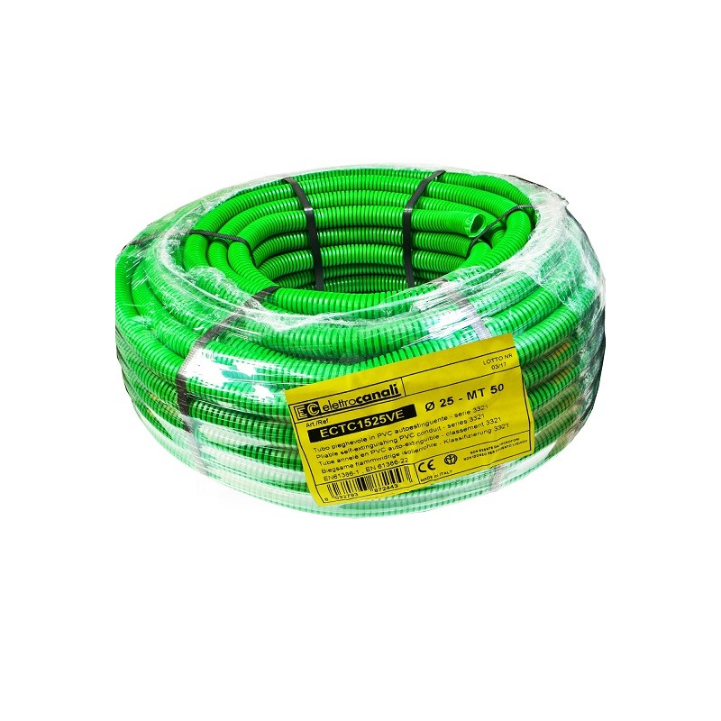 Rura karbowana zielona 750N fi25 PVC 50m