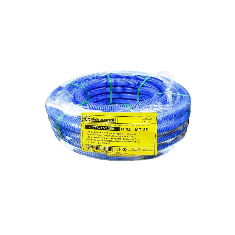 Rura karbowana niebieski 750N fi32 PVC 25m