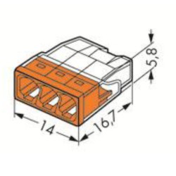 Szybkozłączka 3x 0,5-2,5mm2 WAGO 2273-203 pomarańc