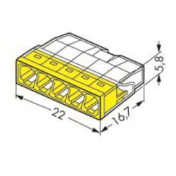 Szybkozłączka 5x0,5-2,5mm WAGO 2273-205 żółta 5szt