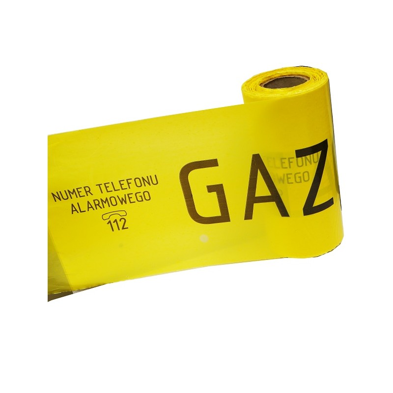 Folia żółta z nadrukiem szerokość 20 cm PTS 100m