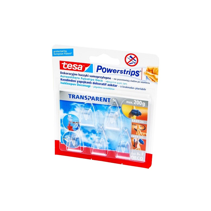 Haczyk samoprzylepny POWERSTRIPS DECO 5szt  przezr