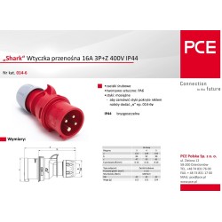 Wtyczka przenośna 16A 4P 400V SHARK 014-6 PCE