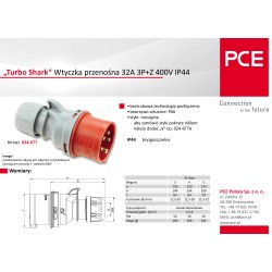 Wtyk przenośny 32A 4p TURBO sharak  024-6TT