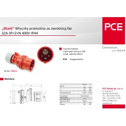 Wtyk przenośny zwrotnica faz 32A 5P 7025-6 PCE