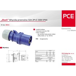 Wtyczka przenośna 32A 3P 230V niebiesk SHARK 023-6