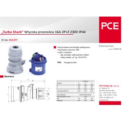 Wtyczka przenoś 16A 3P 230V nieb TURBO 013-6TT PCE