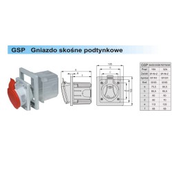 Gniazdo skośne podtynkowe 5P 32A 400V 921855