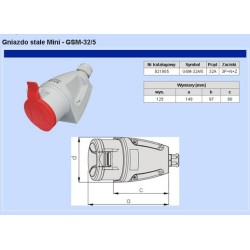 Gniazdo stałe 32A 5P mini GSM 921865 ELEKTROMET