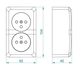 BERG Gn podw z uziemieniem n/t 2x2P+Z 16A 3743-05