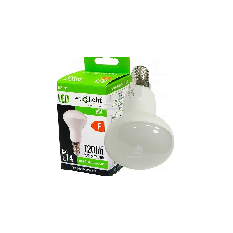 Żarówka LED E14 8W R50 ciepła WW 43000K EC67774