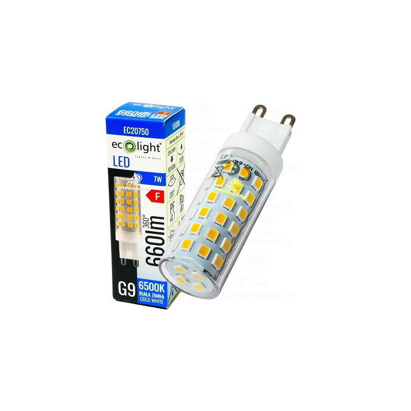 Żarówka LED 7W G9 660lm CW 6500K EC20750