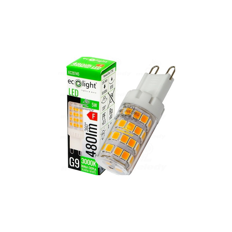 Żarówka LED 5W G9 480lm WW 3000K EC20745