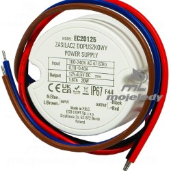 Zasilacz dopuszkowy 1,67A 12V 20W IP67 EC20125