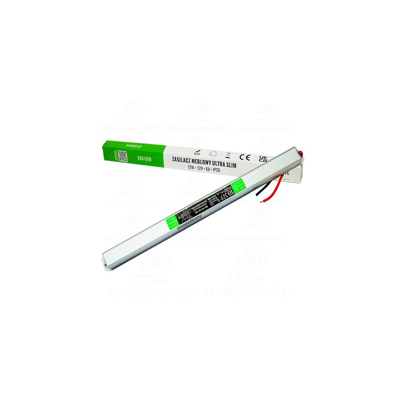 Zasilacz led 6A 72W 12V DC EC61078 meblowy baton