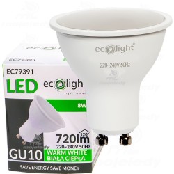 Żarówka LED 8W GU10 3000K EC79391 720Lm