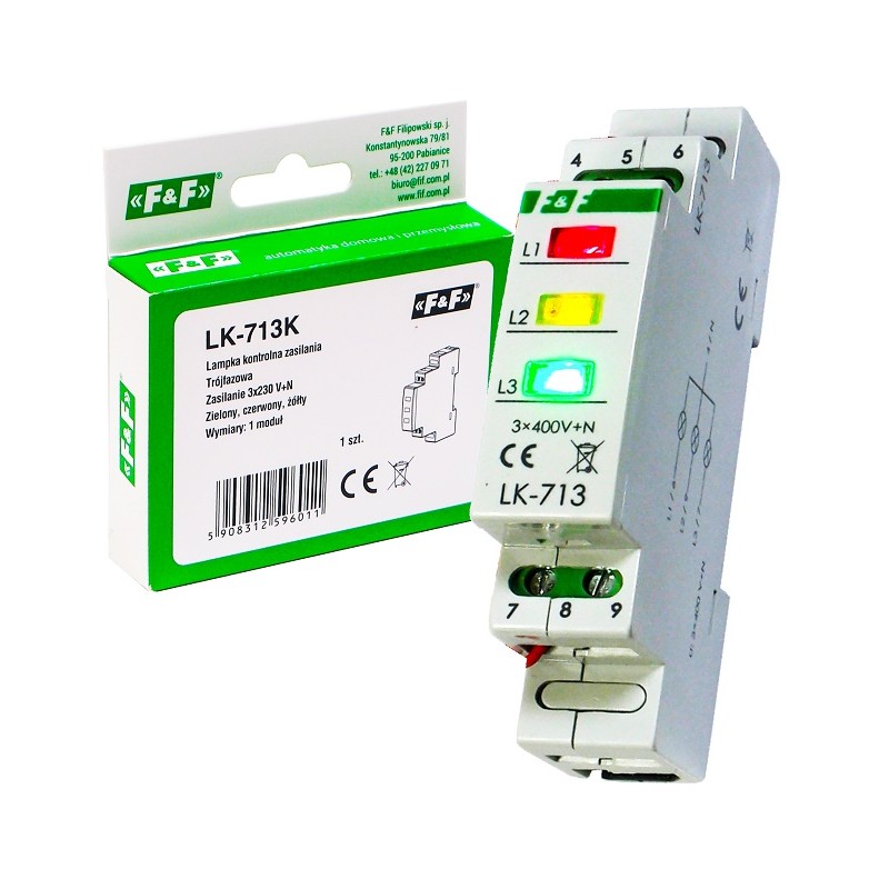 Kontrolka LED 3 fazowa 230V 3x230V+N LK-713K F&F