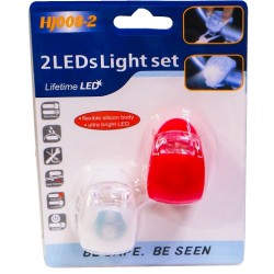 Lampki rowerowe 2 LED silikonowe tył i przód HJ008