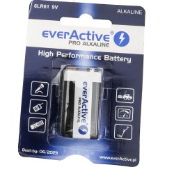 Bateria 9V 6LR61 everActive Pro ALKALINE