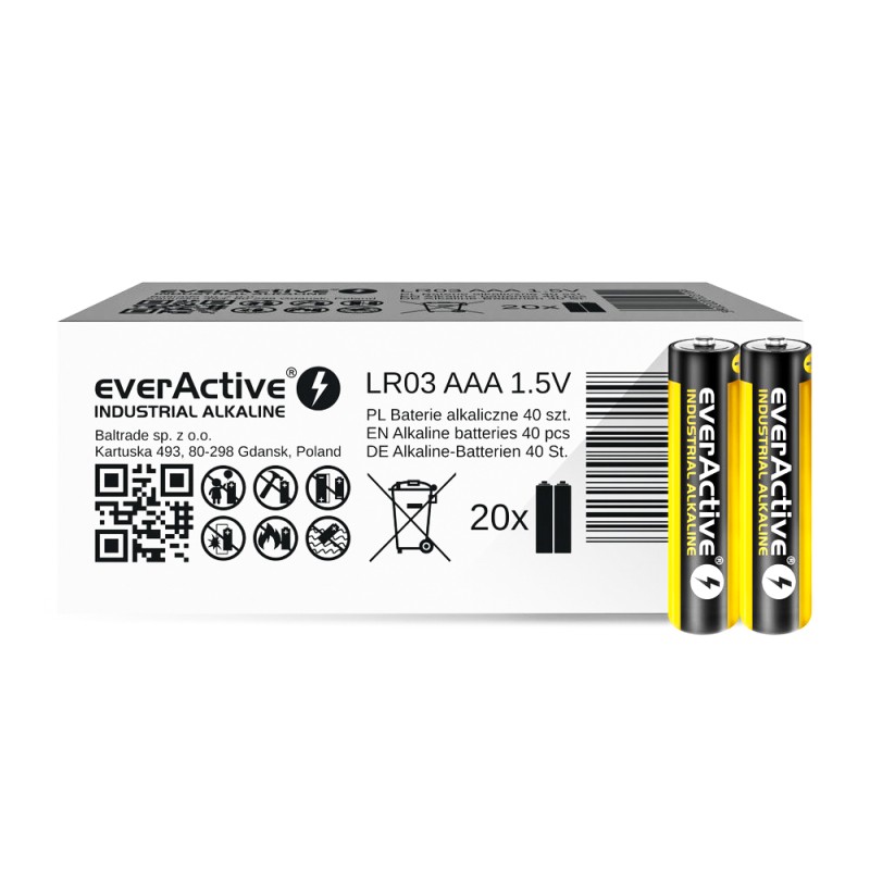 40x baterie alkaliczne everActive Industrial LR03