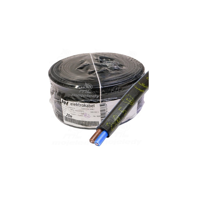 Przewód płaski OMYp 2x0,5 czarny Elektrokabel 25m