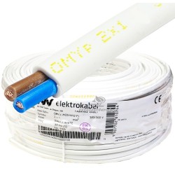 Przewód płaski OMYp 2x1 biały Elektrokabel 25m