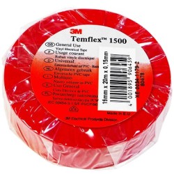 Taśma izolacyjn 19mm x 20m Temflex 1500 czerwon 3M
