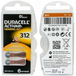 Bateria słuchowa DURACELL 312 6BL