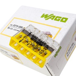Szybkozłączka 5x0,5-2,5mm WAGO 2273-205 żółta 100s