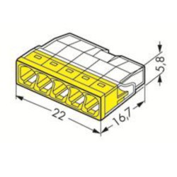 Szybkozłączka 5x0,5-2,5mm WAGO 2273-205 żółta 100s